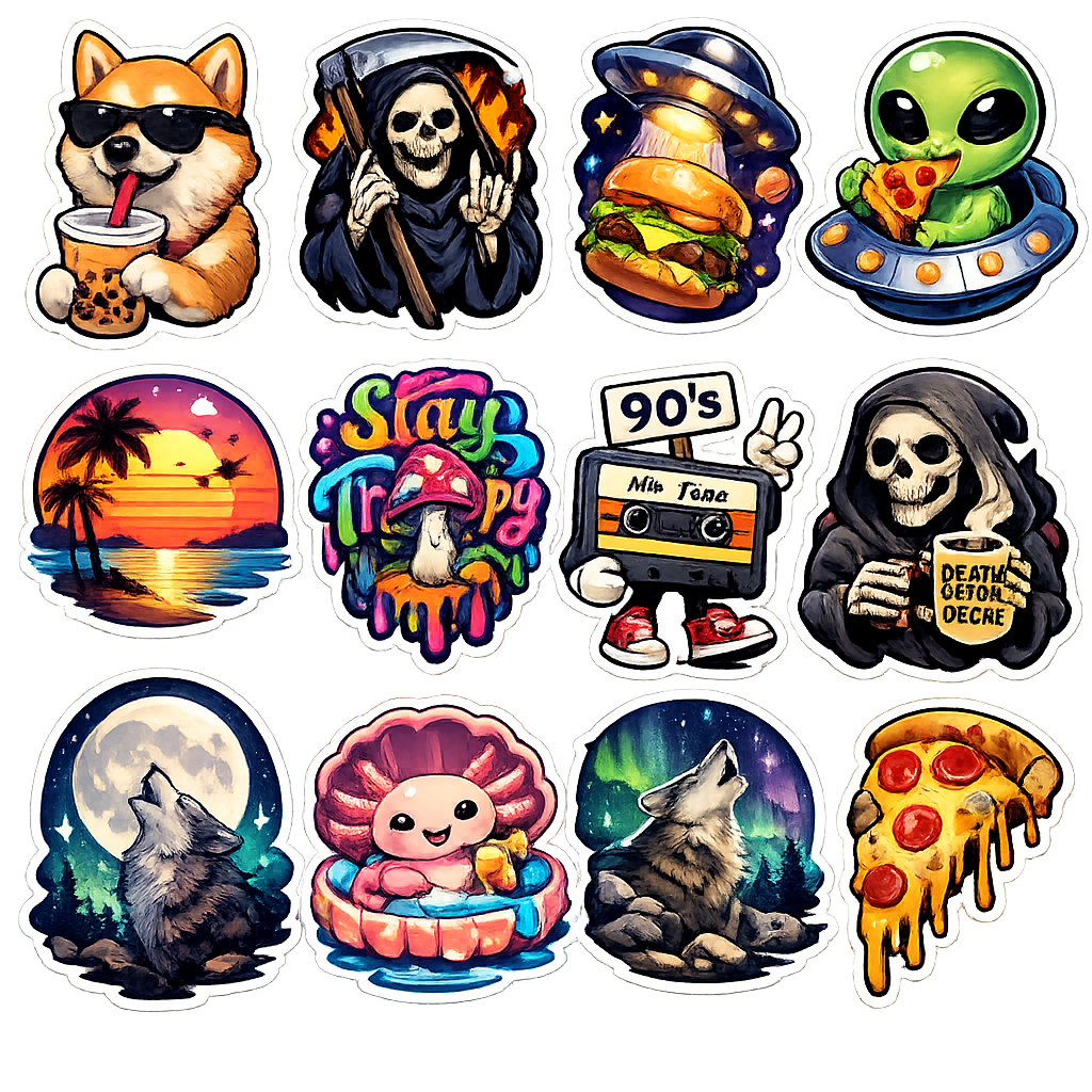 Cartoon Animal Stickers | Laminated, Water-Resistant Decals (10 Pack)