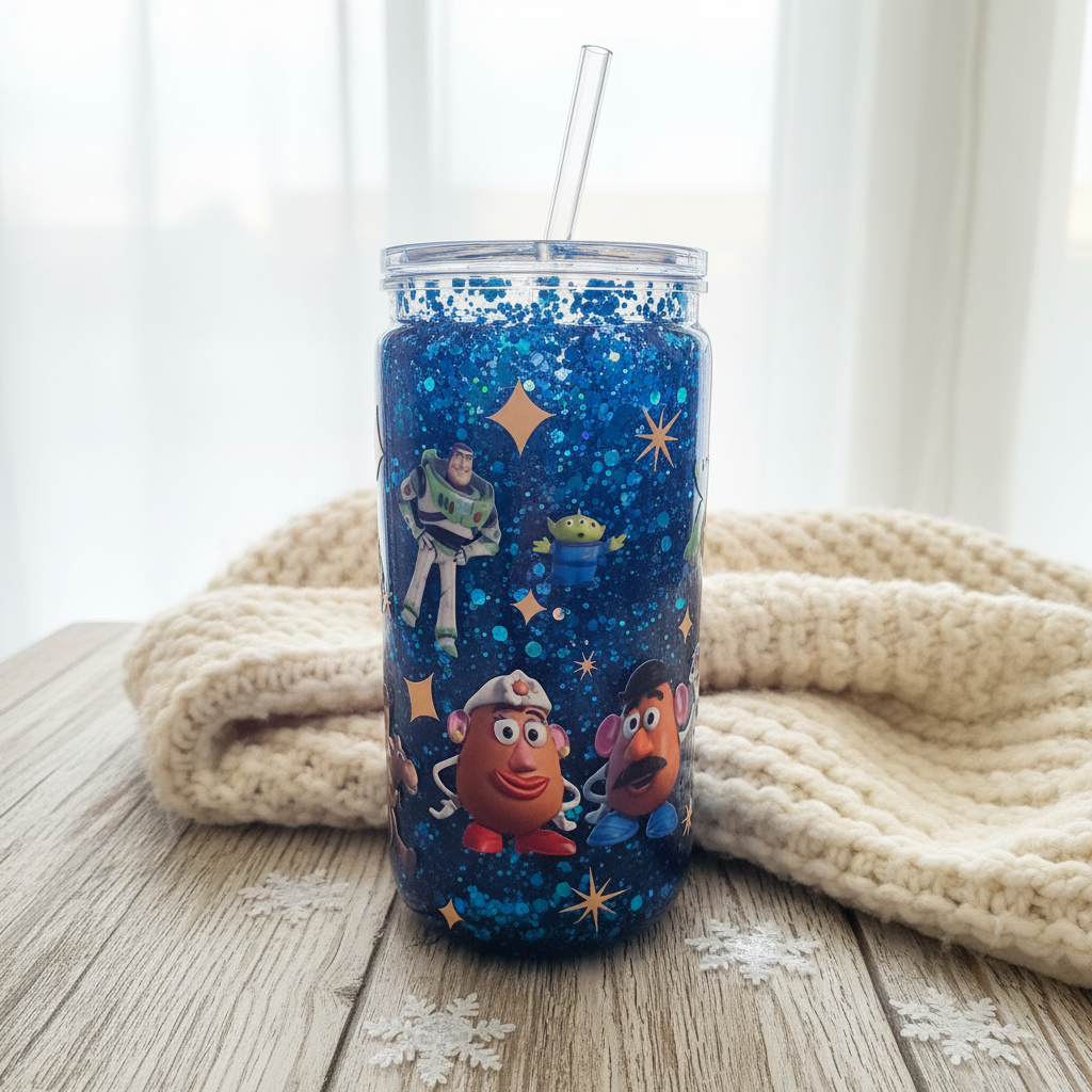 Personalized Snow Globe Tumbler in Winter Setting